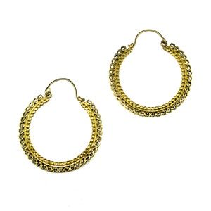 GOLD tone Solid BRASS Hoop Earrings Boho Chic